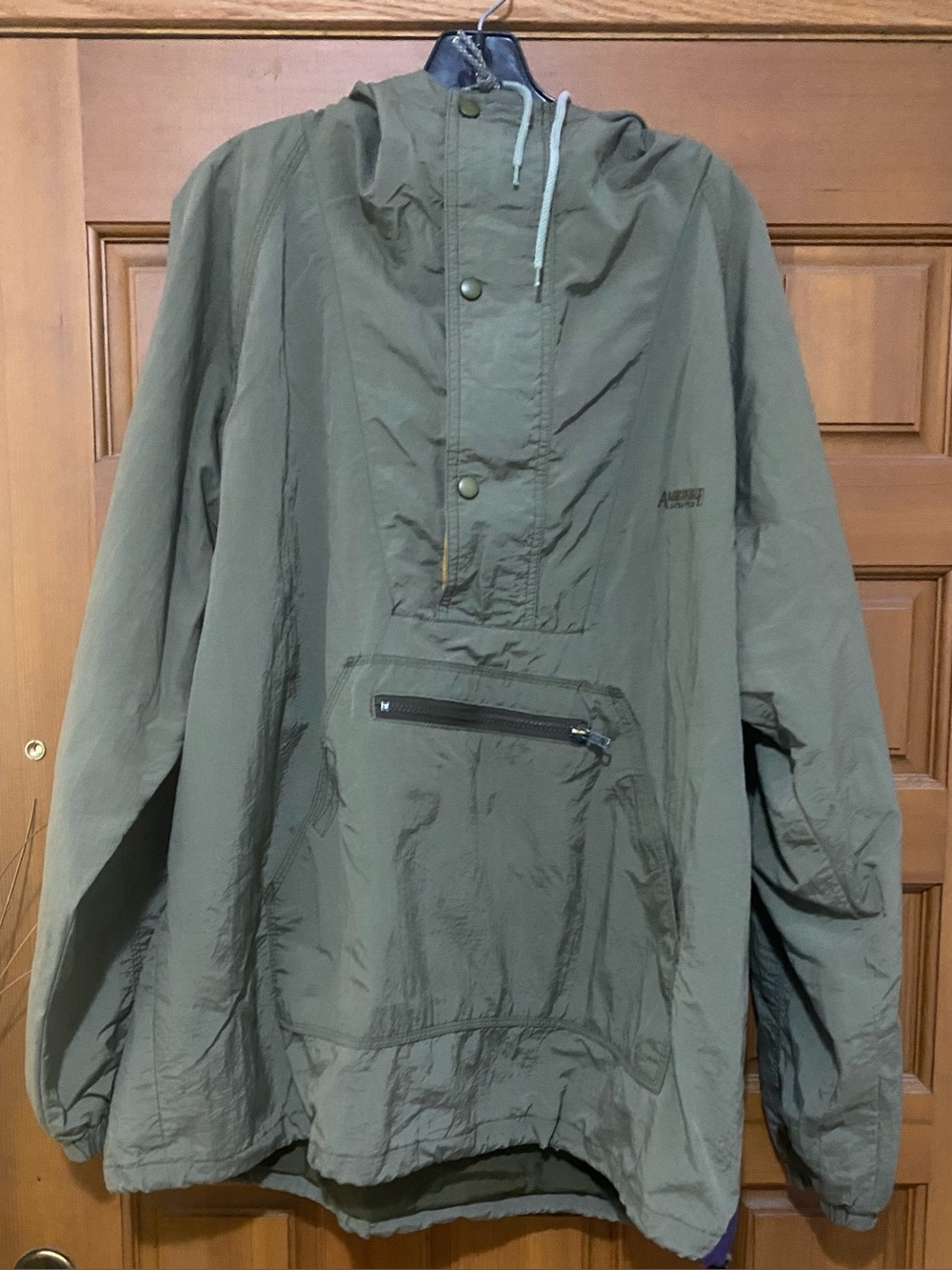 American Eagle Outfitters Olive Green Hooded Windbreaker Pullover
